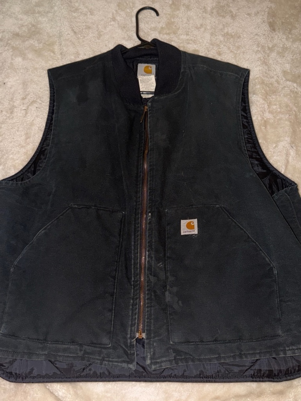 Carhartt Black Work Vest with Zip Front